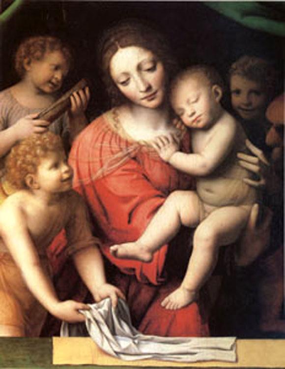 Bernadino Luini The Virgin Carrying the Sleeping Child with Three Angels (mk05) oil painting image